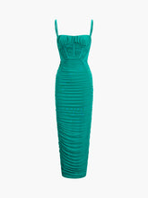 Corset Ruched Zippered Midi Dress